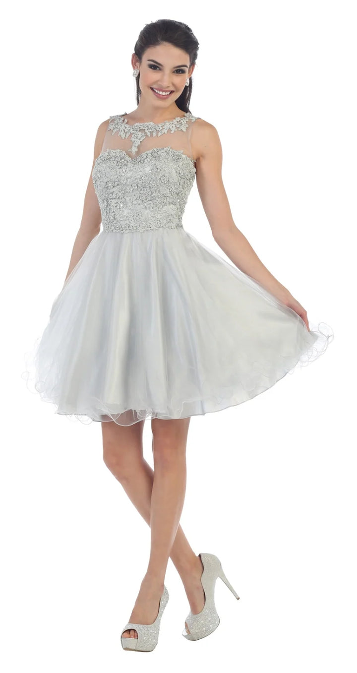 Short Sleeveless Ruffled Dress by May Queen MQ1429