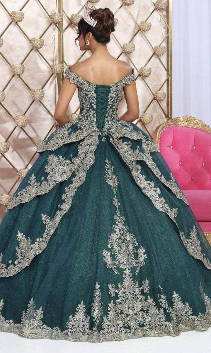 Off Shoulder Layered Ball Gown by May Queen LK234