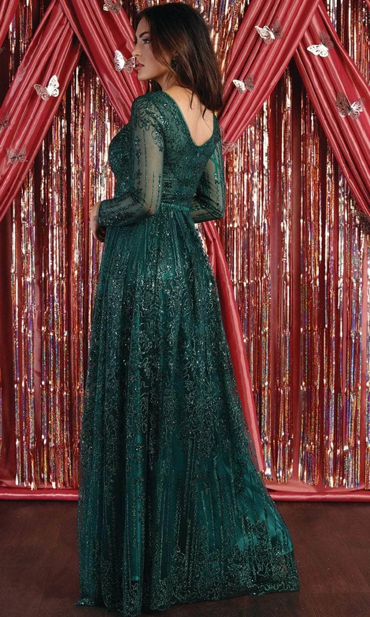 Glitter Long Sleeve A-line Gown by May Queen RQ7920