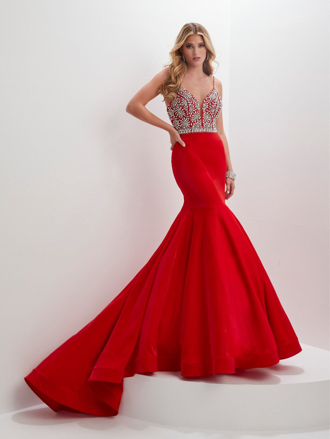 Beaded Bodice Sleeveless Mermaid Dress by Panoply 14133