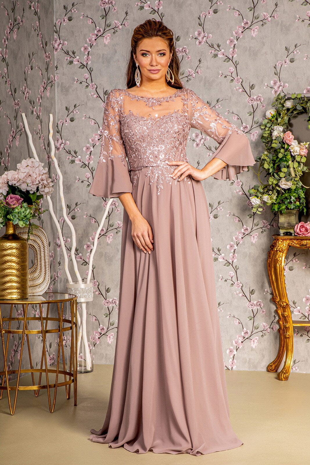 beaded chiffon dress Novias Bridal