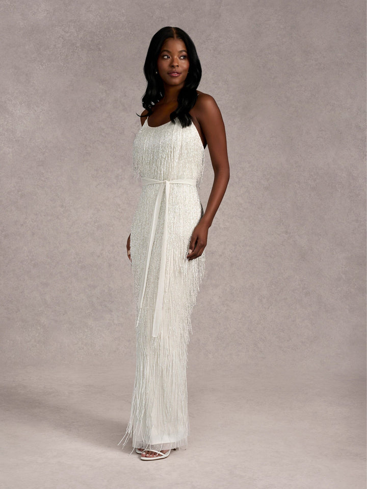 Beaded Fringe Bridal Gown by Adrianna Papell 40415