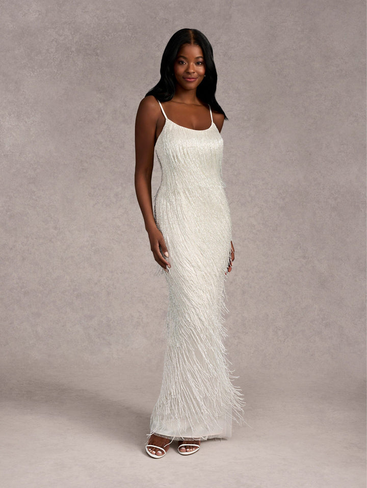 Beaded Fringe Bridal Gown by Adrianna Papell 40415