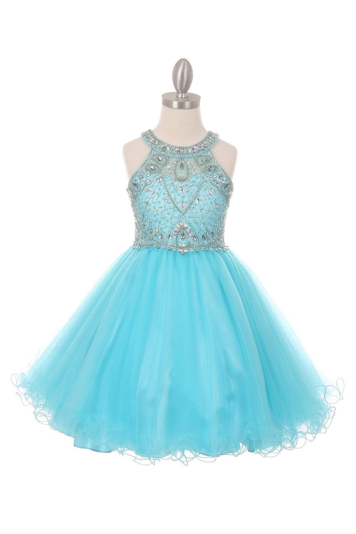 Beaded Girls Short Halter Dress by Cinderella Couture 5022 - Outlet