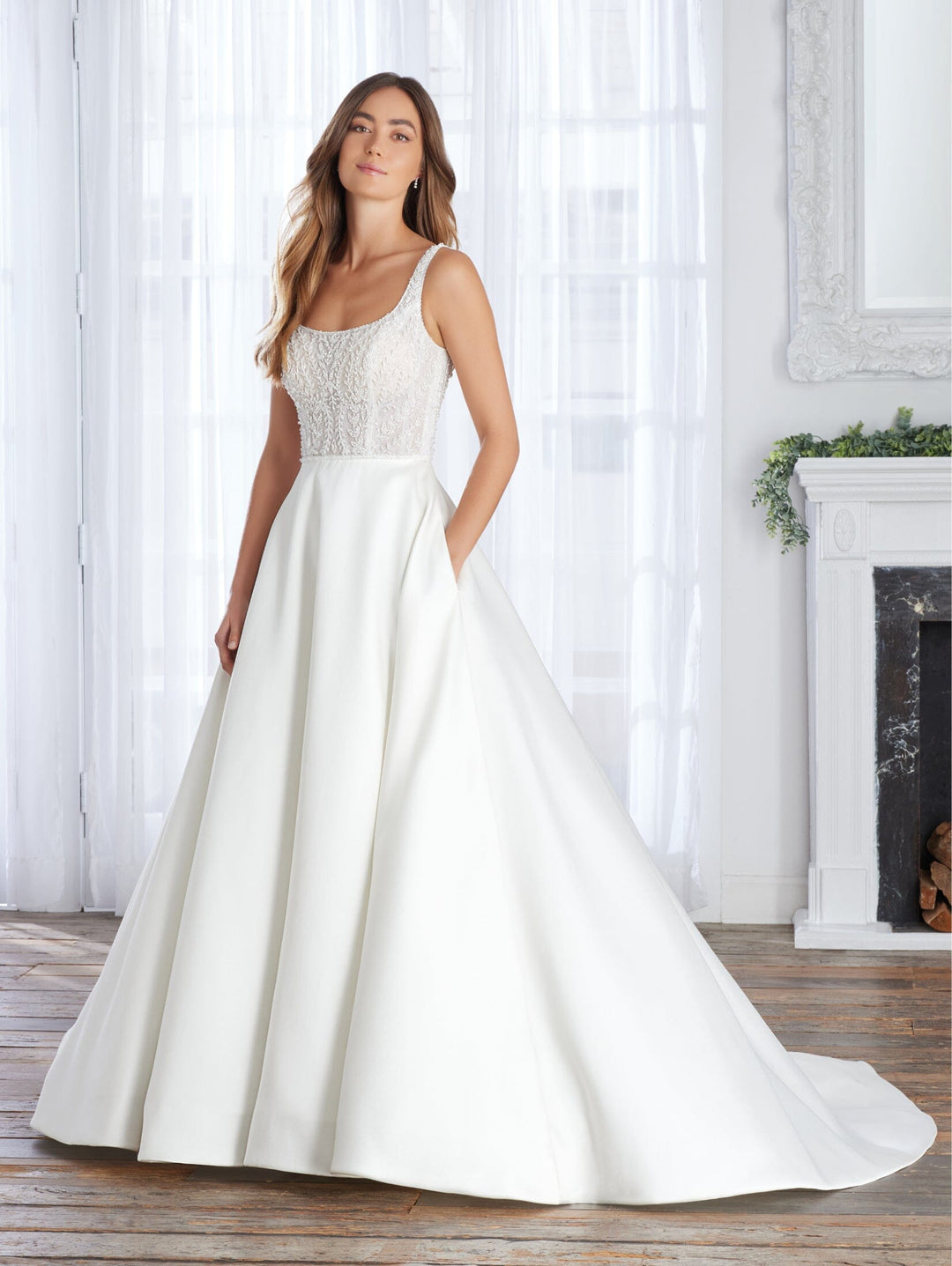 Beaded Mikado Sleeveless Bridal Gown by Adrianna Papell 31227