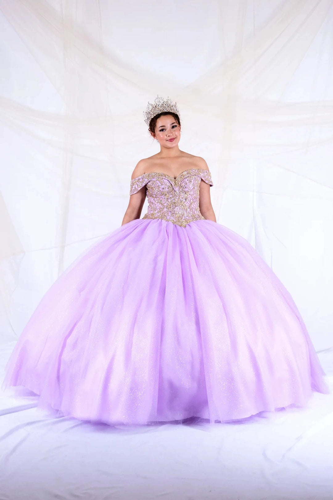 Beaded Off Shoulder Ball Gown by Calla KY-71246