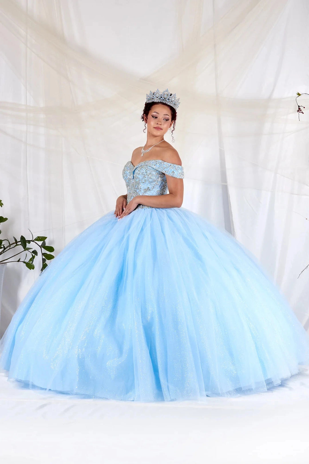 Beaded Off Shoulder Ball Gown by Calla KY-71246