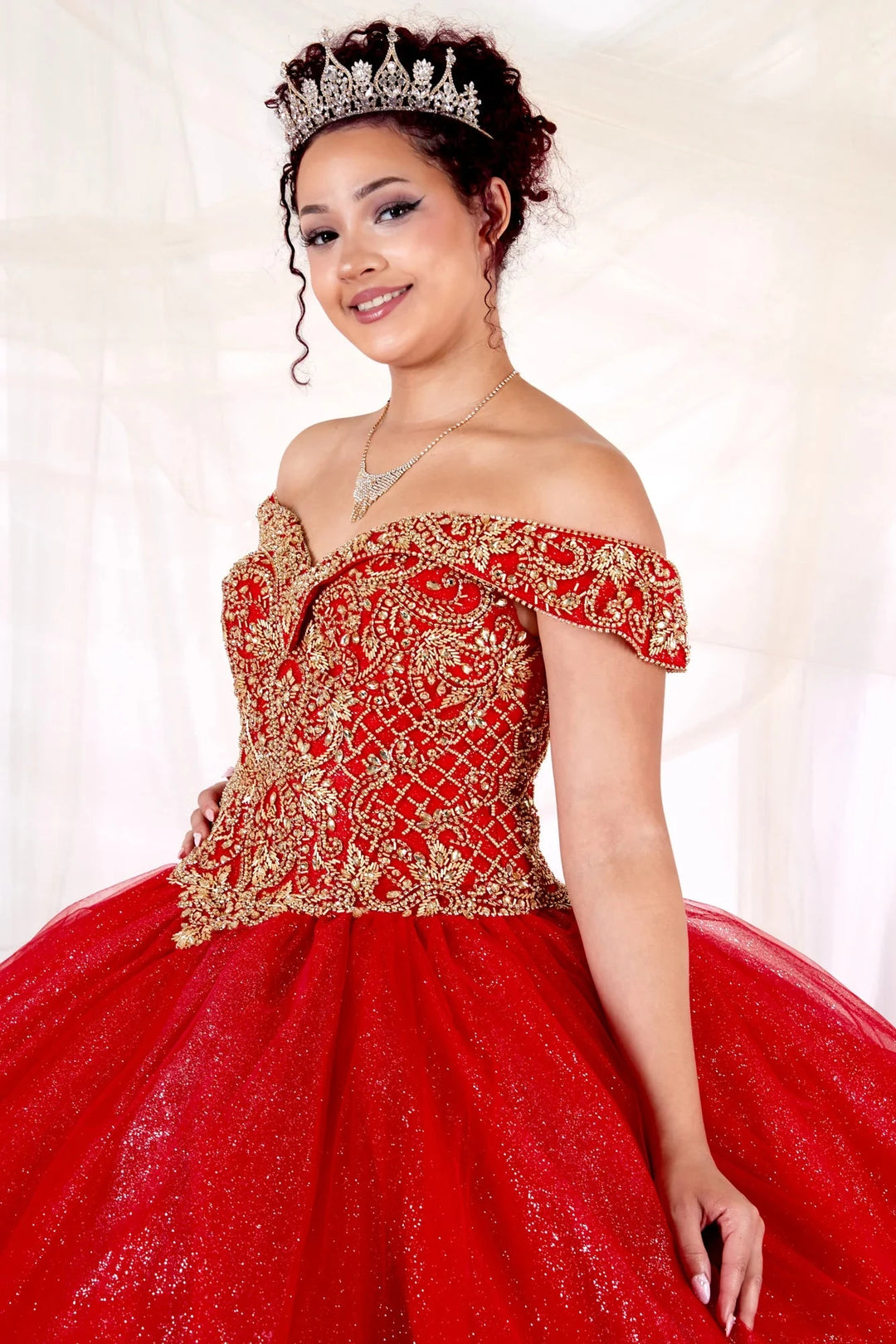 Beaded Off Shoulder Ball Gown by Calla KY-71246