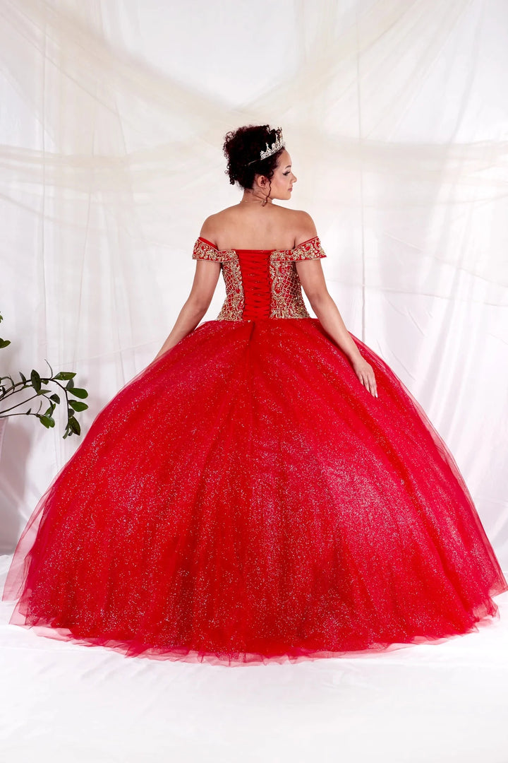 Beaded Off Shoulder Ball Gown by Calla KY-71246