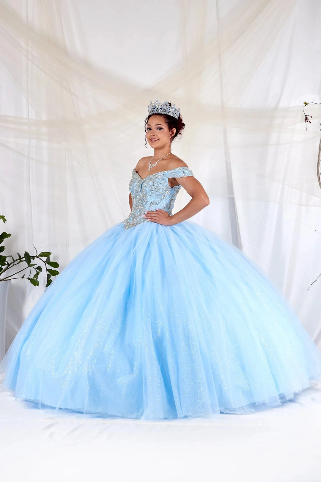 Beaded Off Shoulder Ball Gown by Calla KY-71246