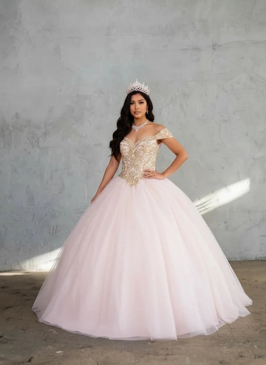 Beaded Off Shoulder Ball Gown by Calla KY-71246