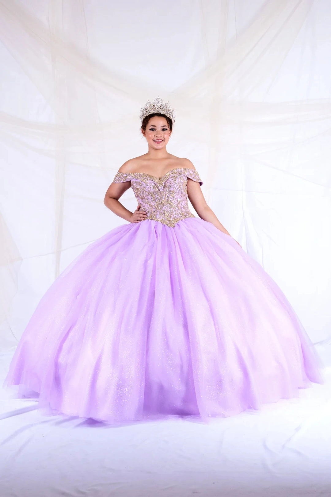 Beaded Off Shoulder Ball Gown by Calla KY-71246