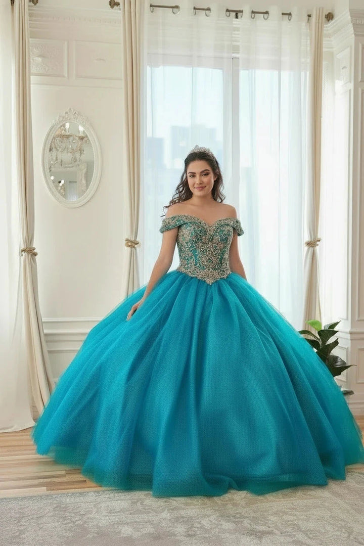 Beaded Off Shoulder Ball Gown by Calla KY-71246