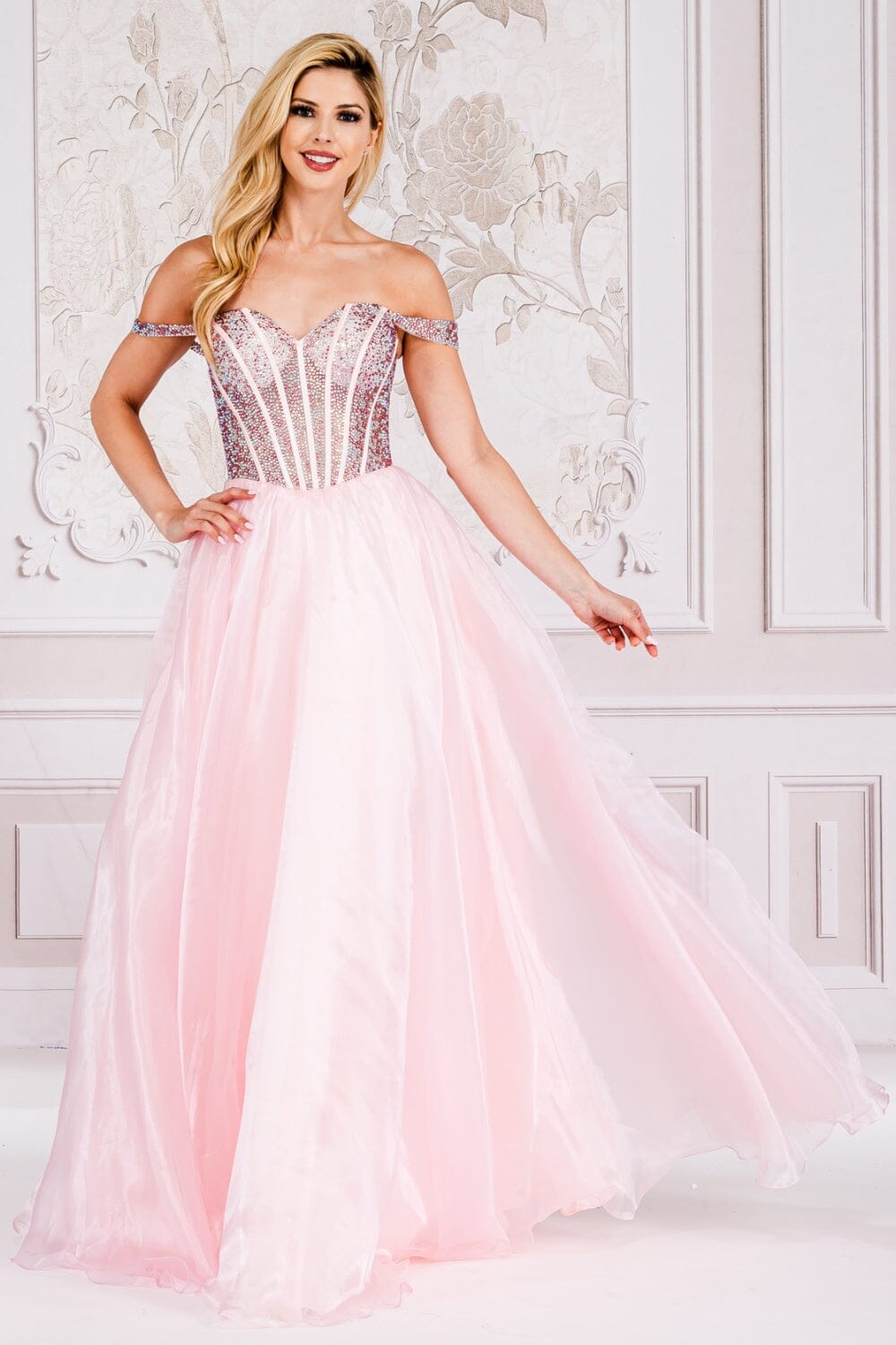 Beaded Off Shoulder Organza Gown by Amelia Couture 7040 ABC Fashion Beaded Off Shoulder Organza Gown by Amelia Couture 7040 ABC Fashion