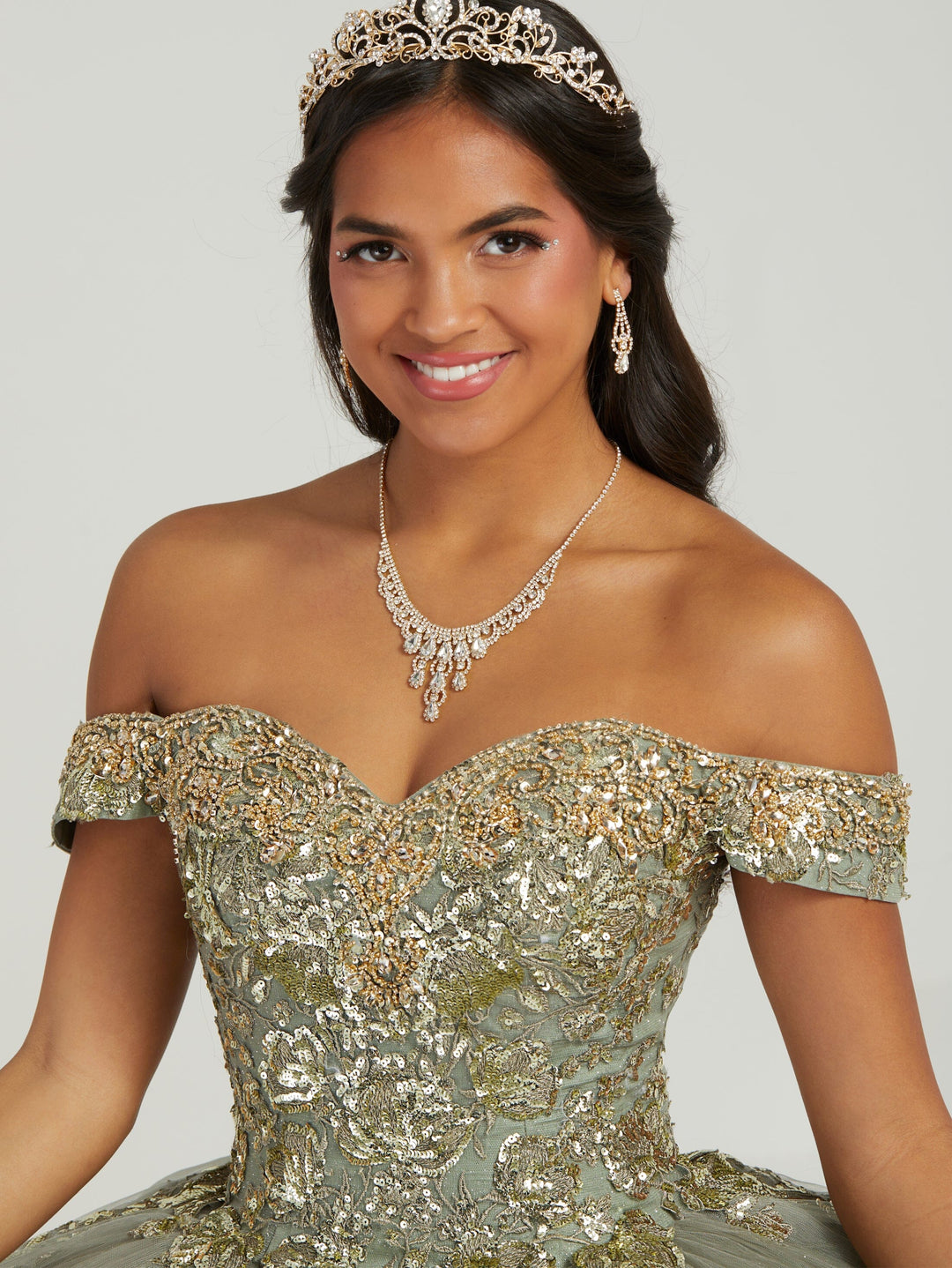 Beaded Off Shoulder Quinceanera Dress by Fiesta Gowns 56479