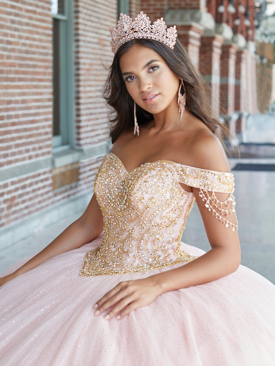 Beaded Off Shoulder Quinceanera Dress by House of Wu 26044