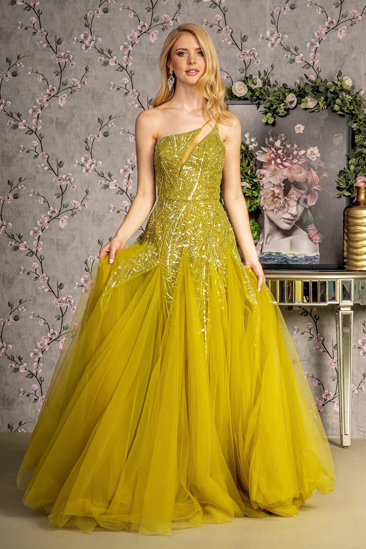 Beaded One Shoulder A-line Ball Gown by GLS Gloria GL3281