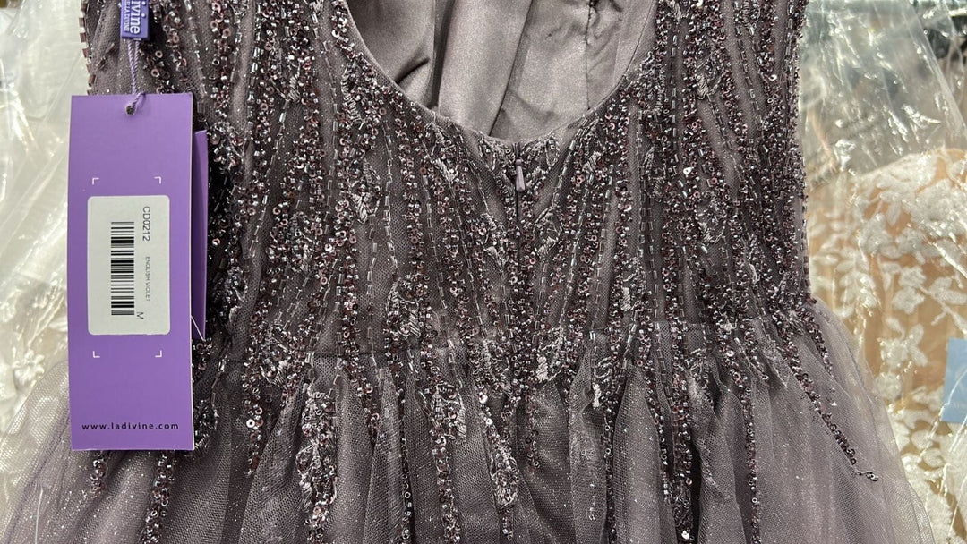 Beaded Short Sleeveless Glitter Dress by Ladivine CD0212
