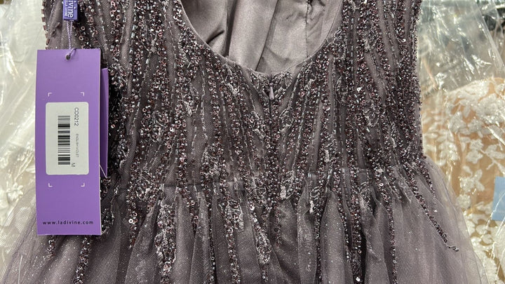Beaded Short Sleeveless Glitter Dress by Ladivine CD0212