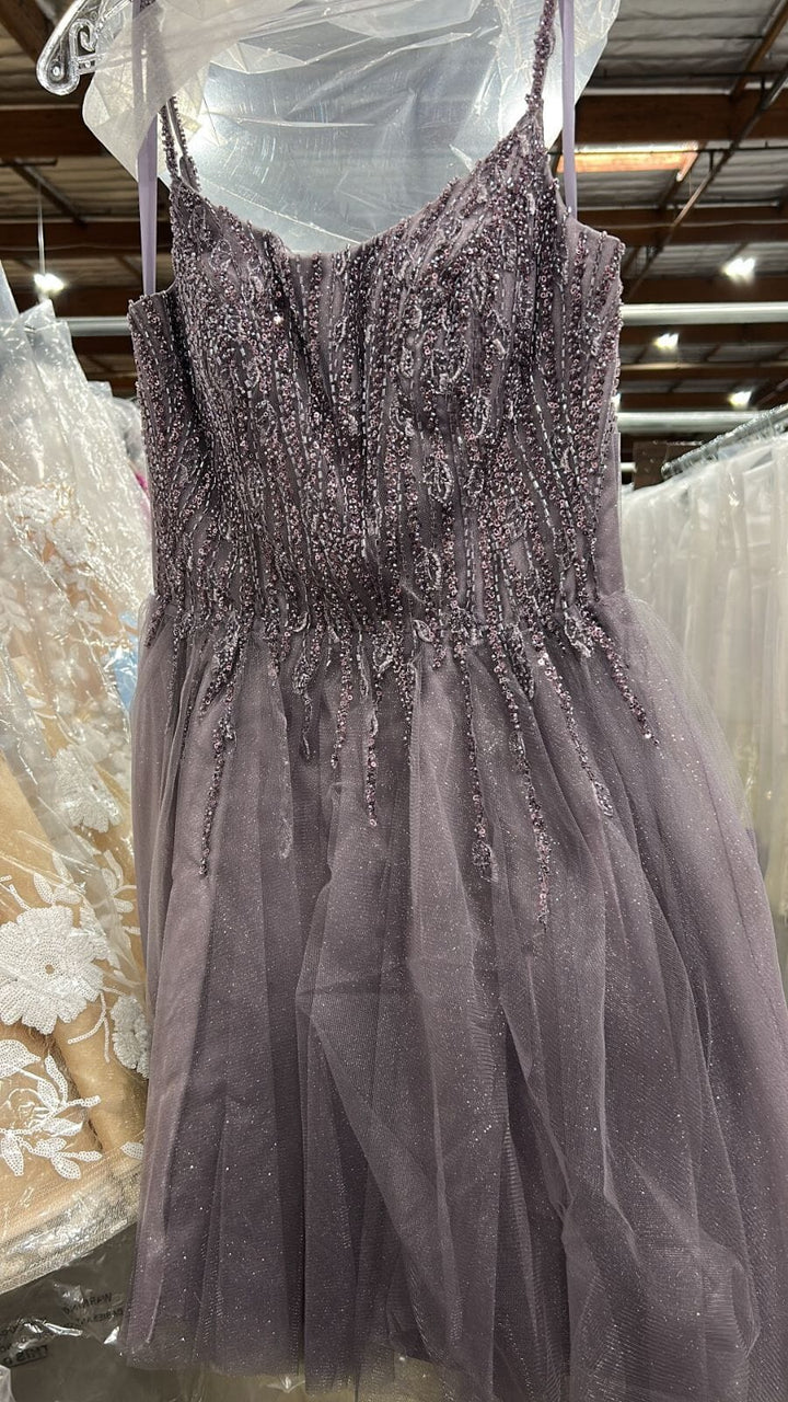 Beaded Short Sleeveless Glitter Dress by Ladivine CD0212