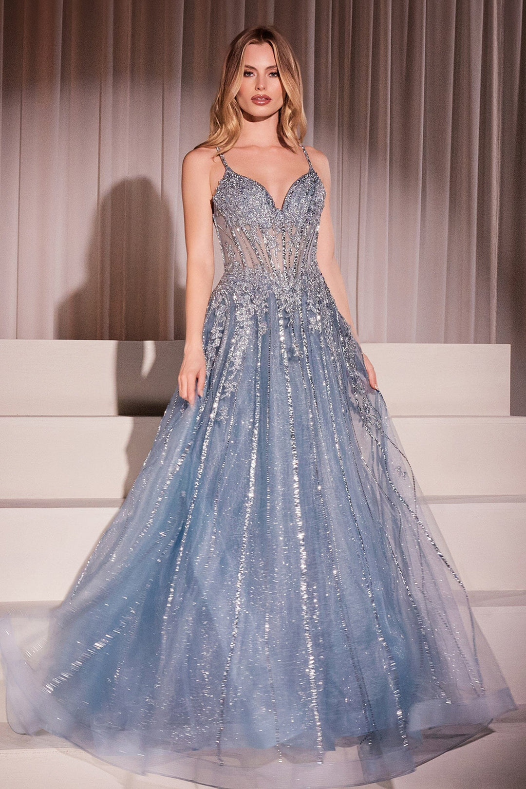cinderella divine blue dress 7446 | A-LINE DRESS Ladivine by Cinderella Divine