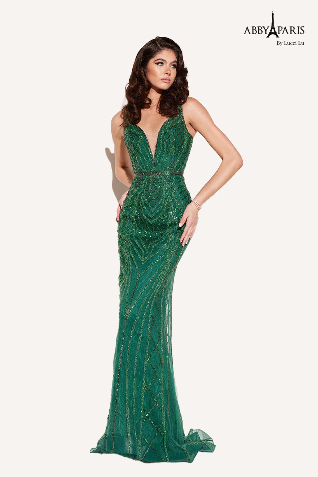 Beaded Sleeveless Tulle Gown by Abby Paris 90156 – ABC Fashion