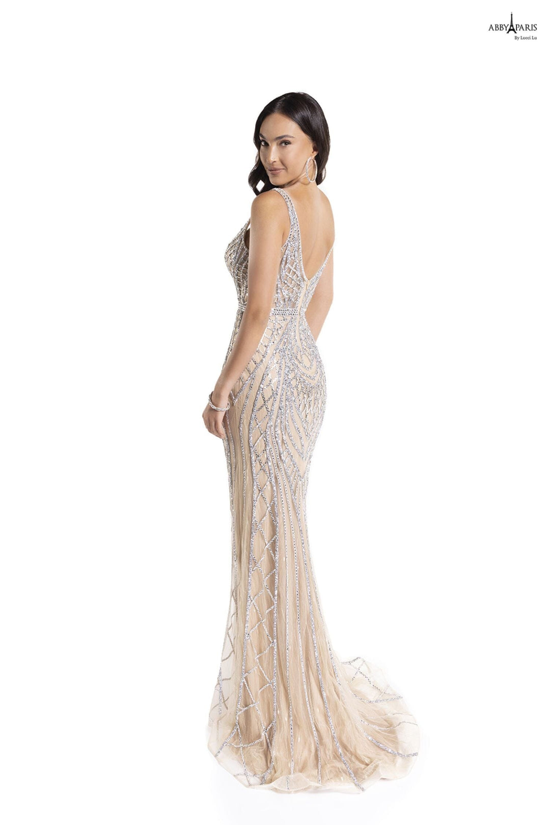 Beaded Sleeveless Tulle Gown by Abby Paris 90156 - Outlet