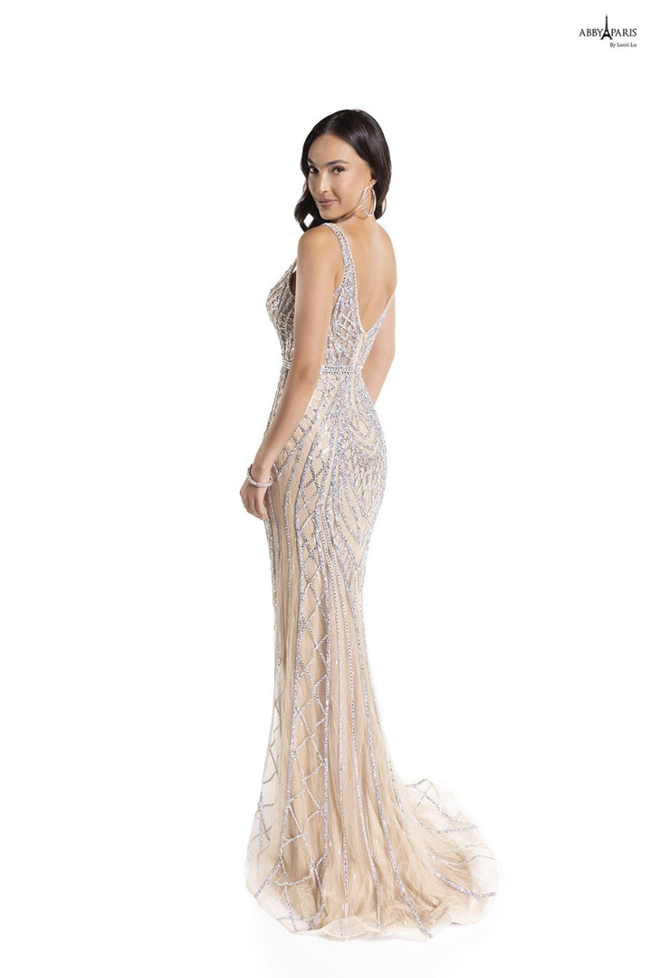 Beaded Sleeveless Tulle Gown by Abby Paris 90156 - Outlet