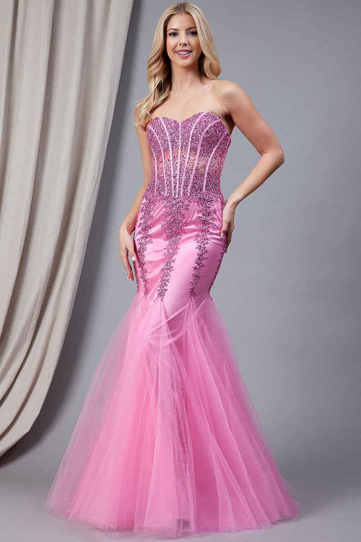 Beaded Strapless Mermaid Dress by Amelia Couture 774