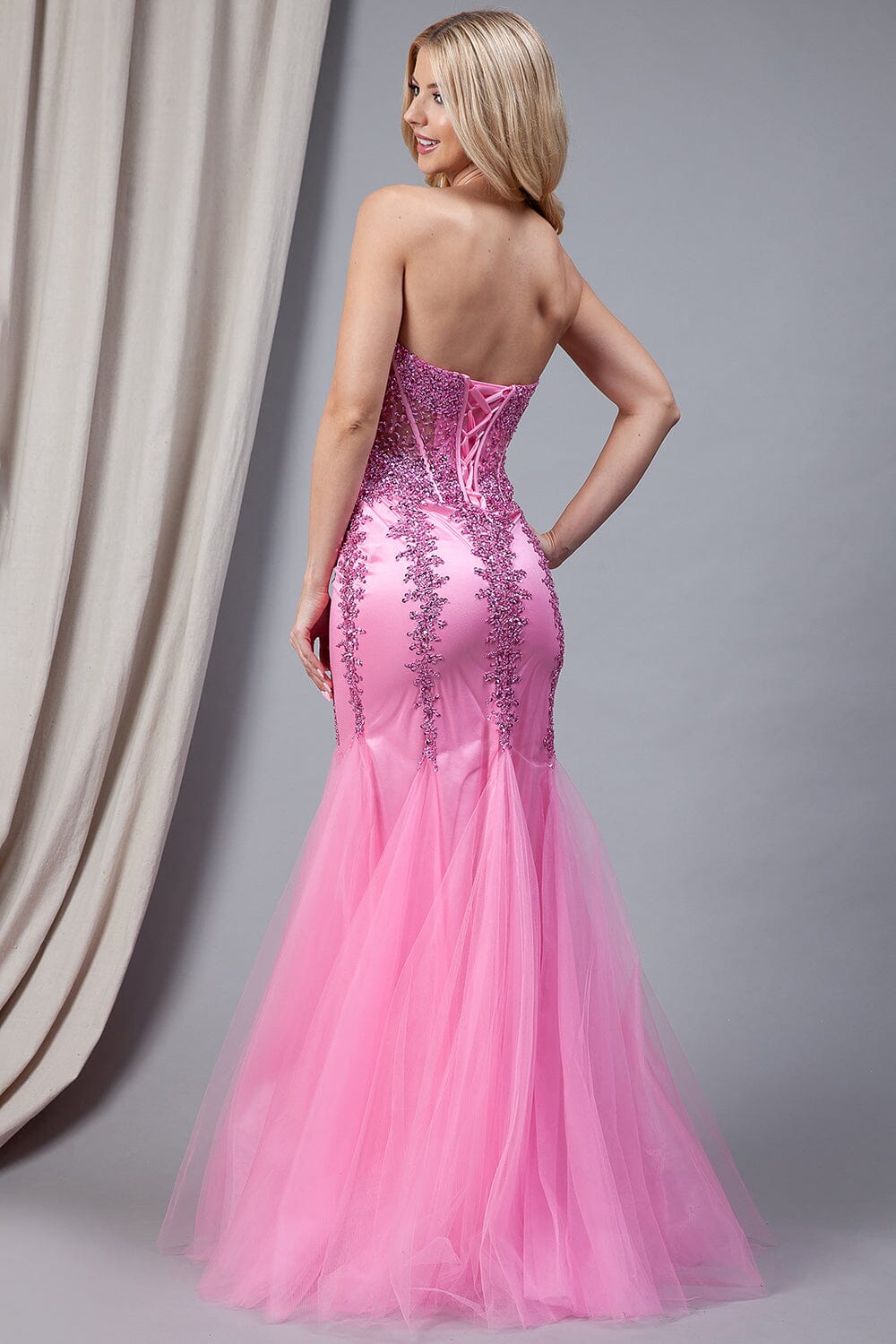 Beaded Strapless Mermaid Dress by Amelia Couture 774