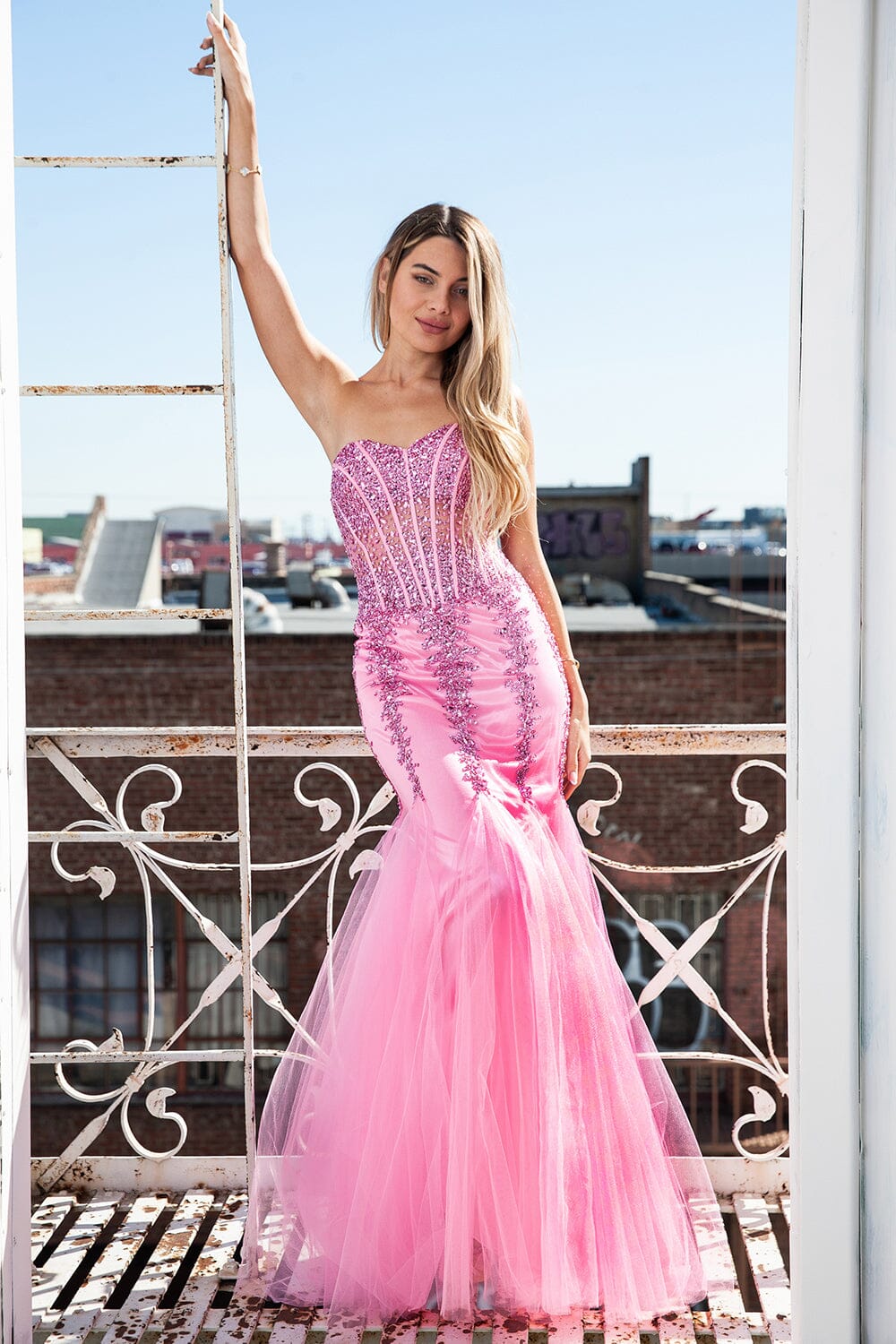 Beaded Strapless Mermaid Dress by Amelia Couture 774