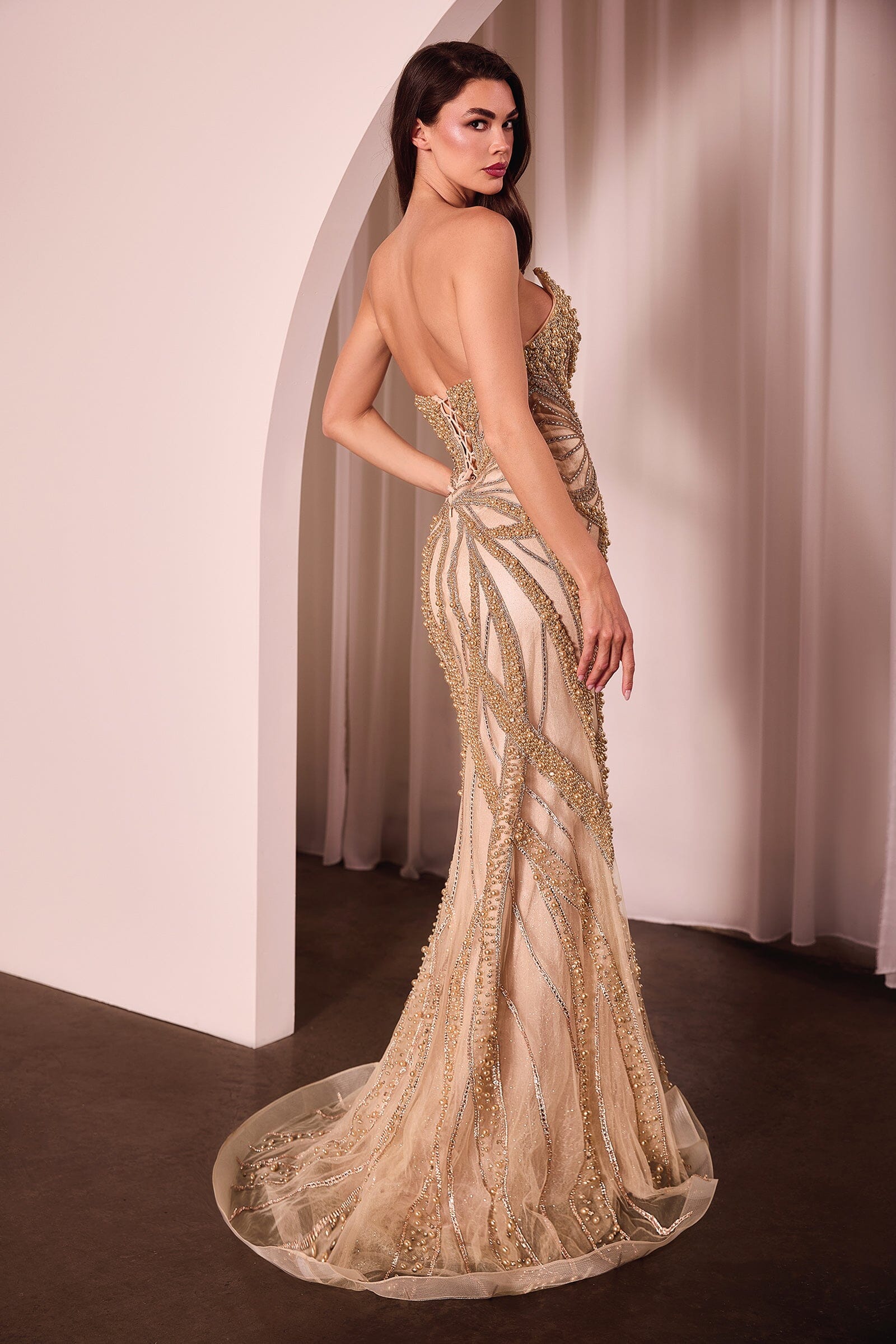Beaded Strapless Mermaid Dress by Ladivine CC0688 – ABC Fashion