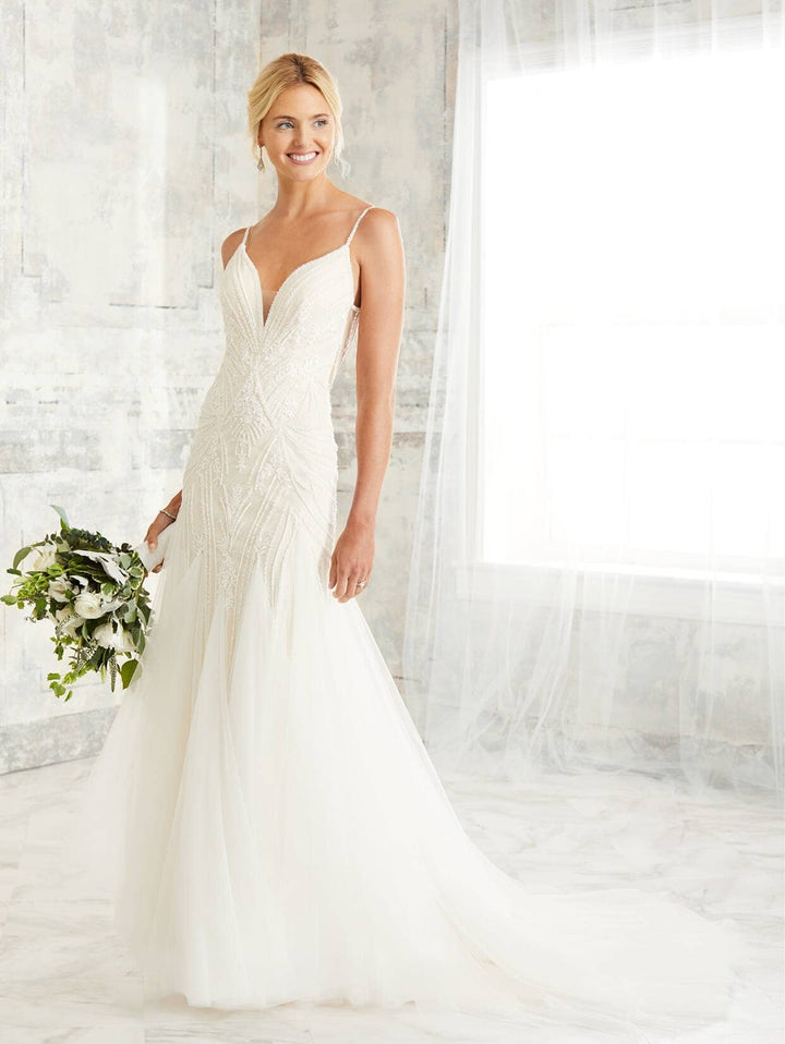 Beaded V-Neck Tulle Bridal Gown by Adrianna Papell 31129