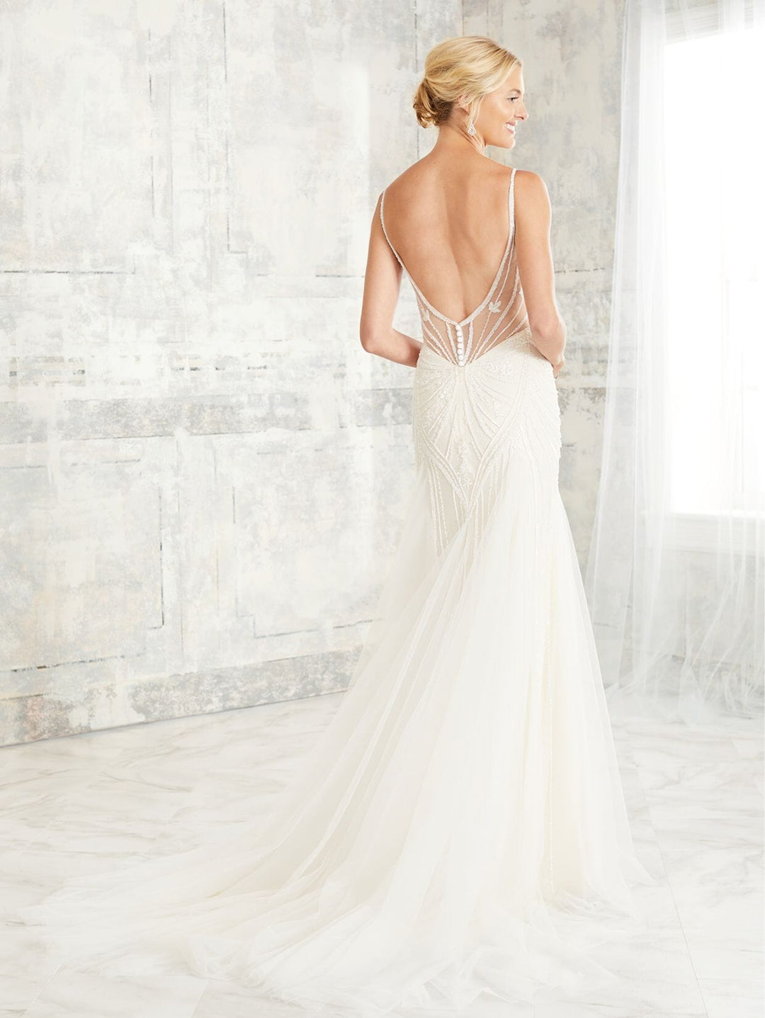 Beaded V-Neck Tulle Bridal Gown by Adrianna Papell 31129