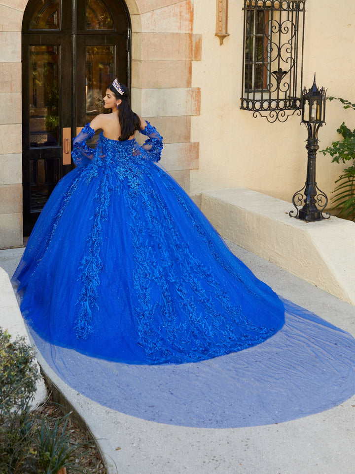 Bell Sleeve Cape Quinceanera Dress by House of Wu 26057