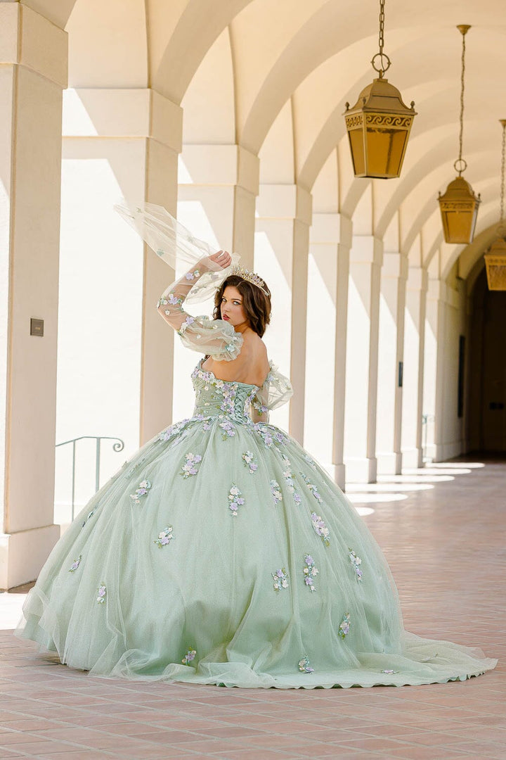 Bell Sleeve Strapless Ball Gown by Petite Adele PQ1029