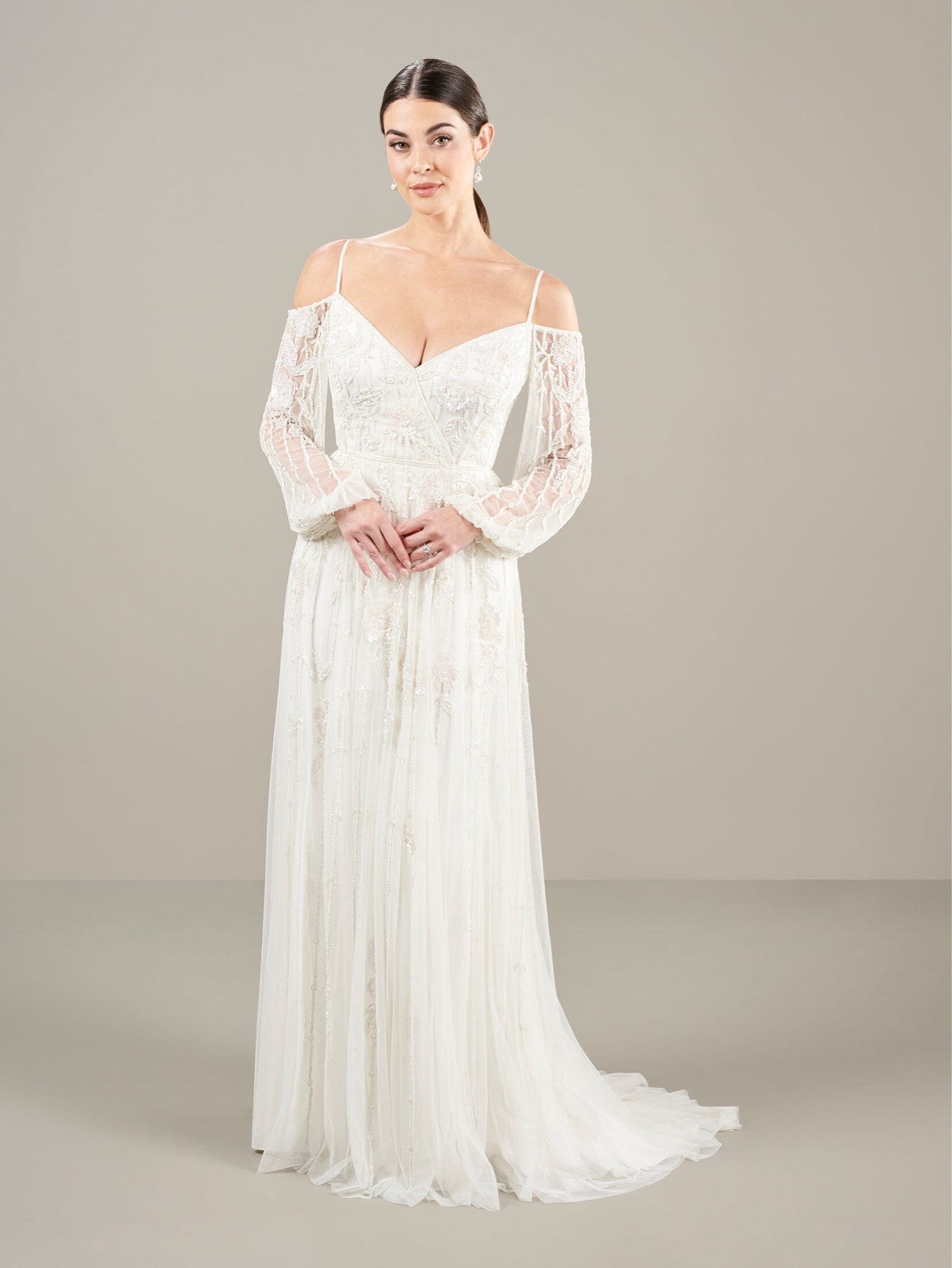 bishop sleeve wedding dress Bishop Sleeve Wedding Dress by Adrianna Papell 40447 – ABC Fashion
