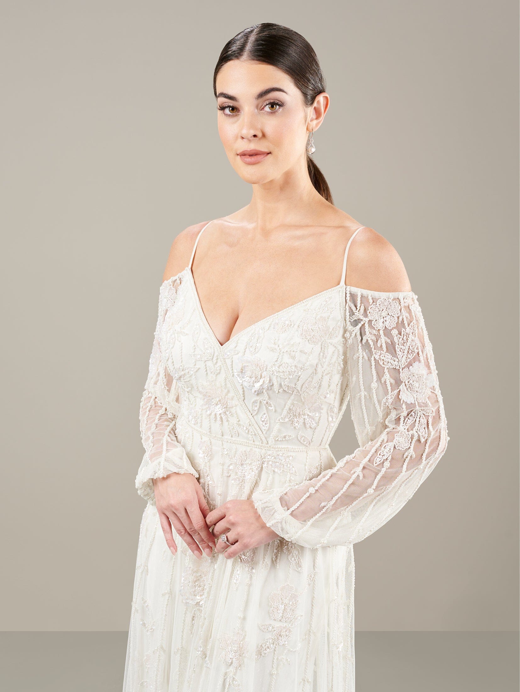 Bishop Sleeve Wedding Dress by Adrianna Papell 40447 – ABC Fashion