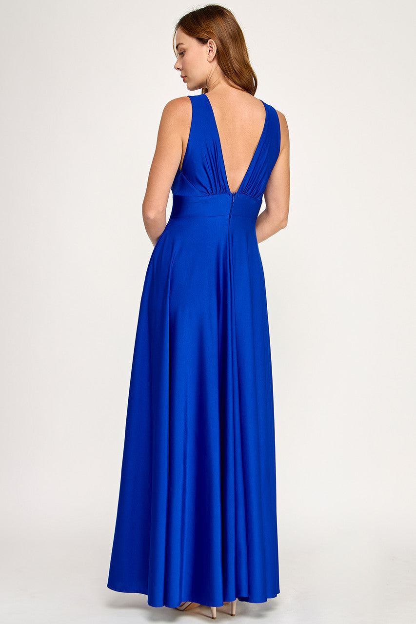 Long Sleeveless A-line Slit Dress by Lenovia 3120