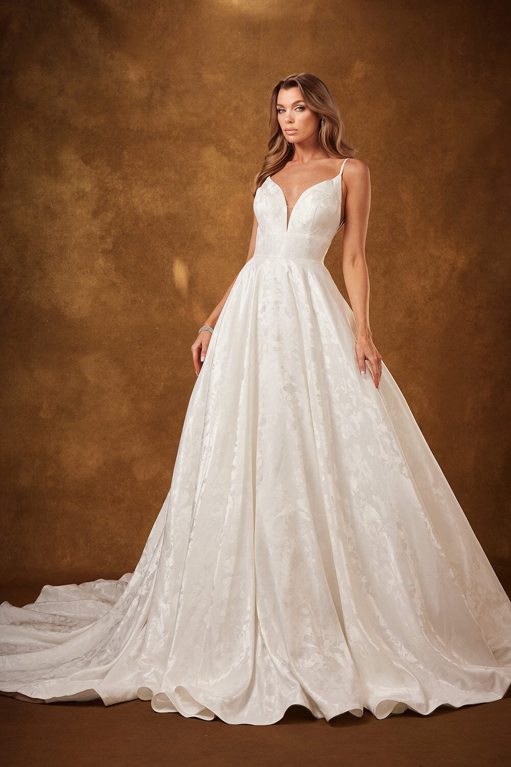 Brocade Sleeveless Bridal Gown by Abby Lane 97251 14 / Off White Brocade Sleeveless Bridal Gown by Abby Lane 97251 14 / Off White