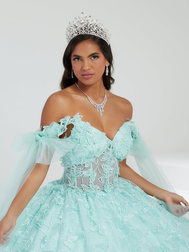 Butterfly Cape Sleeve Quinceanera Dress by House of Wu 26062