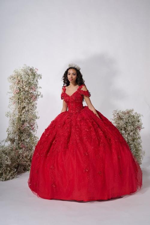 Butterfly Cold Shoulder Quinceanera Dress by Fiesta Gowns 56482