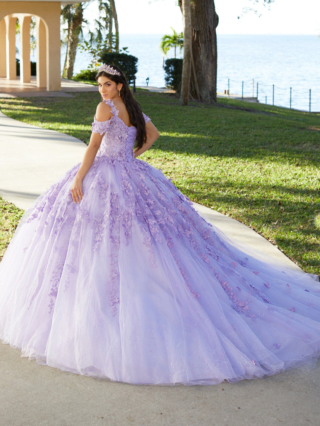 Butterfly Cold Shoulder Quinceanera Dress by Fiesta Gowns 56482