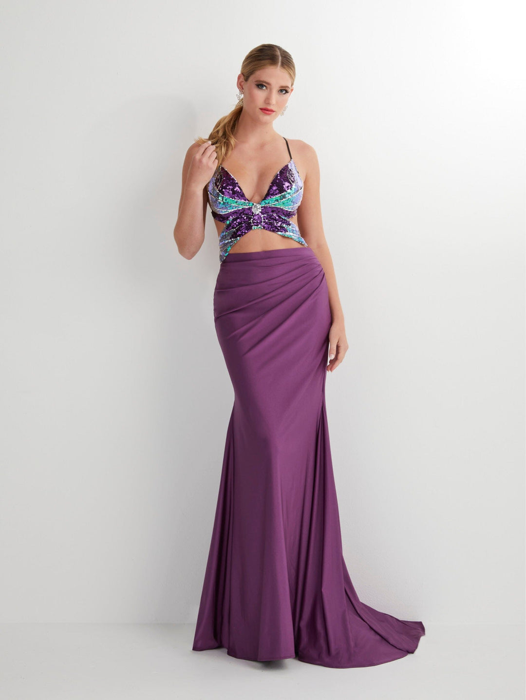 Butterfly Sequin Print Two Piece Gown by Studio 17 12892 ABC Fashion Butterfly Sequin Print Two Piece Gown by Studio 17 12892 ABC Fashion