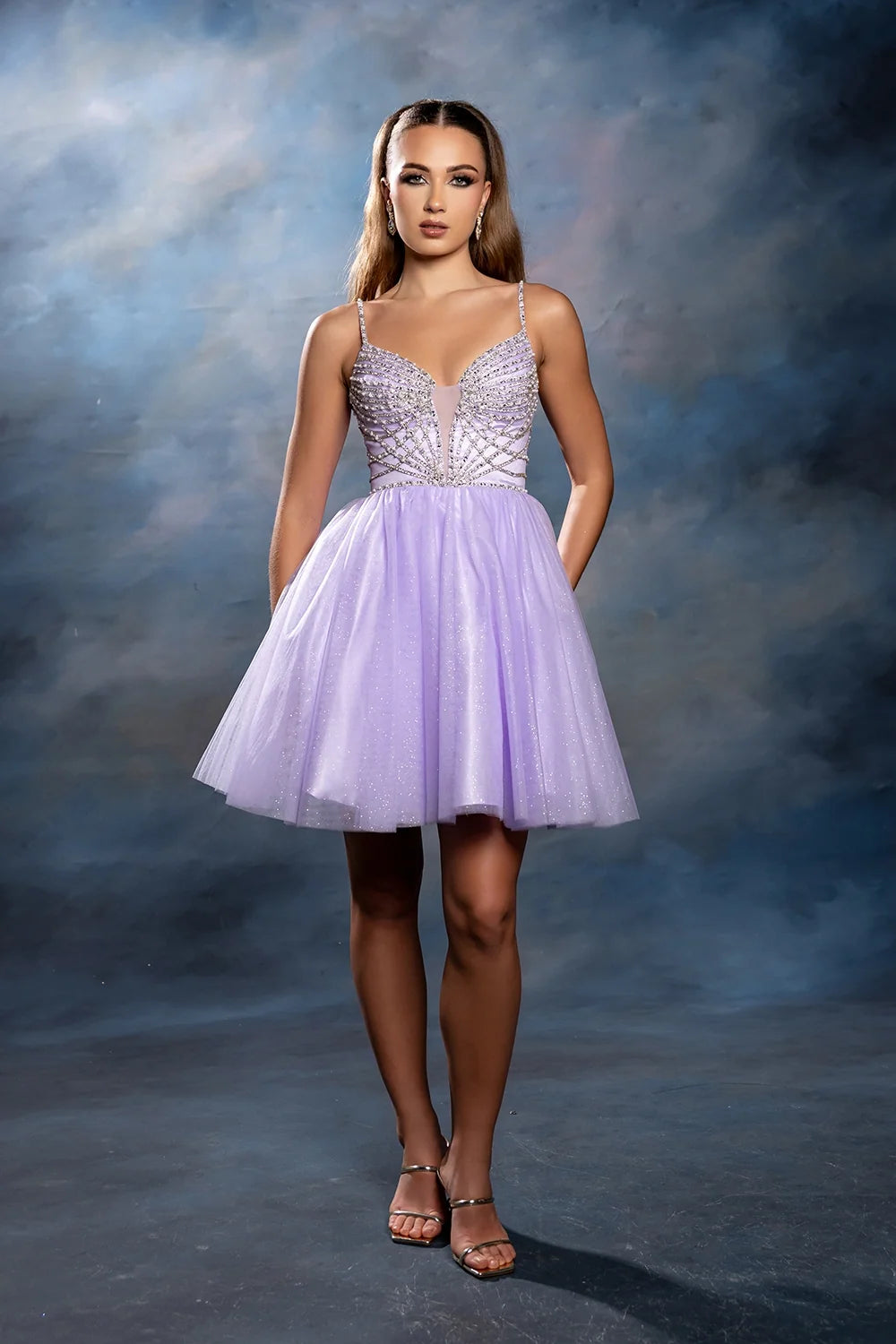 Beaded Short Sleeveless Dress by May Queen MQ2243
