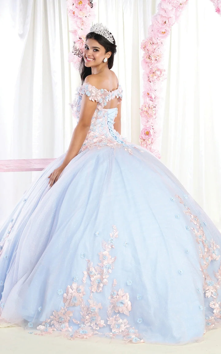 3D Floral Off Shoulder Ball Gown by May Queen LK160