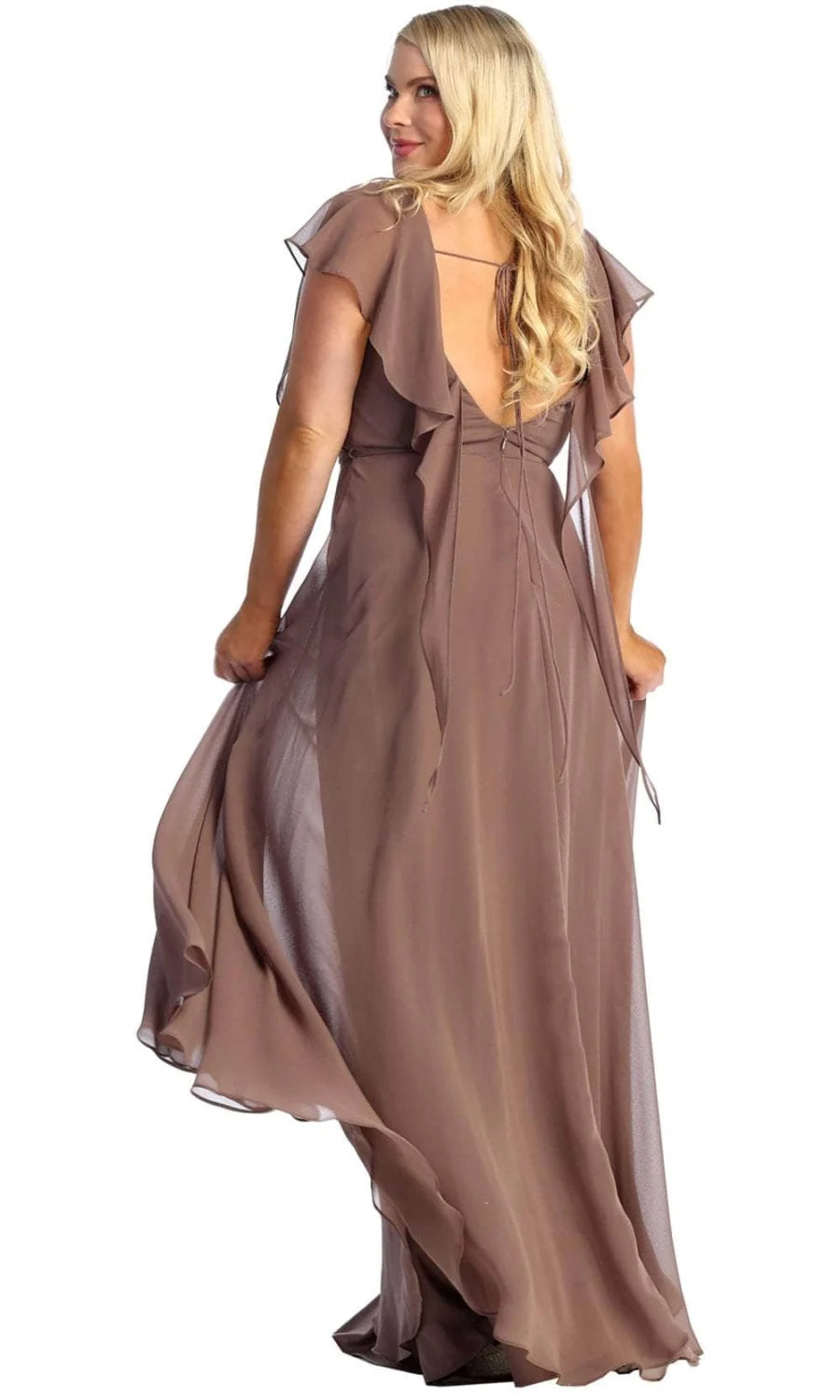Short Flutter Sleeve A-line Gown by May Queen MQ1917