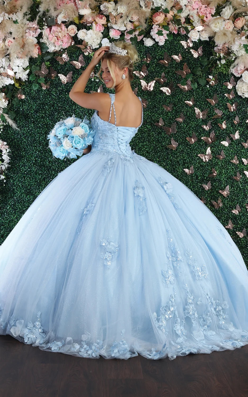 3D Floral Sleeveless Ball Gown by May Queen LK159