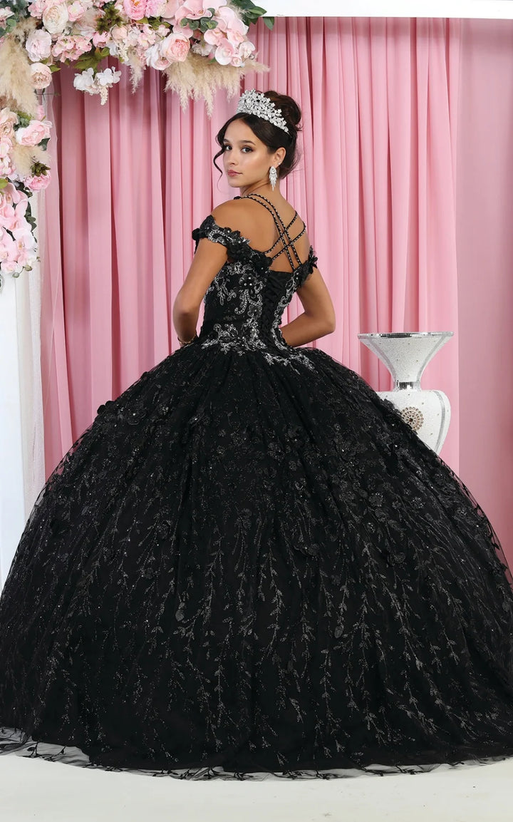 3D Floral Cold Shoulder Ball Gown by May Queen LK172