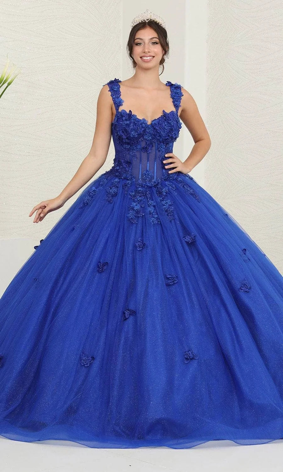 3D Butterfly Sleeveless Ball Gown by May Queen LK242
